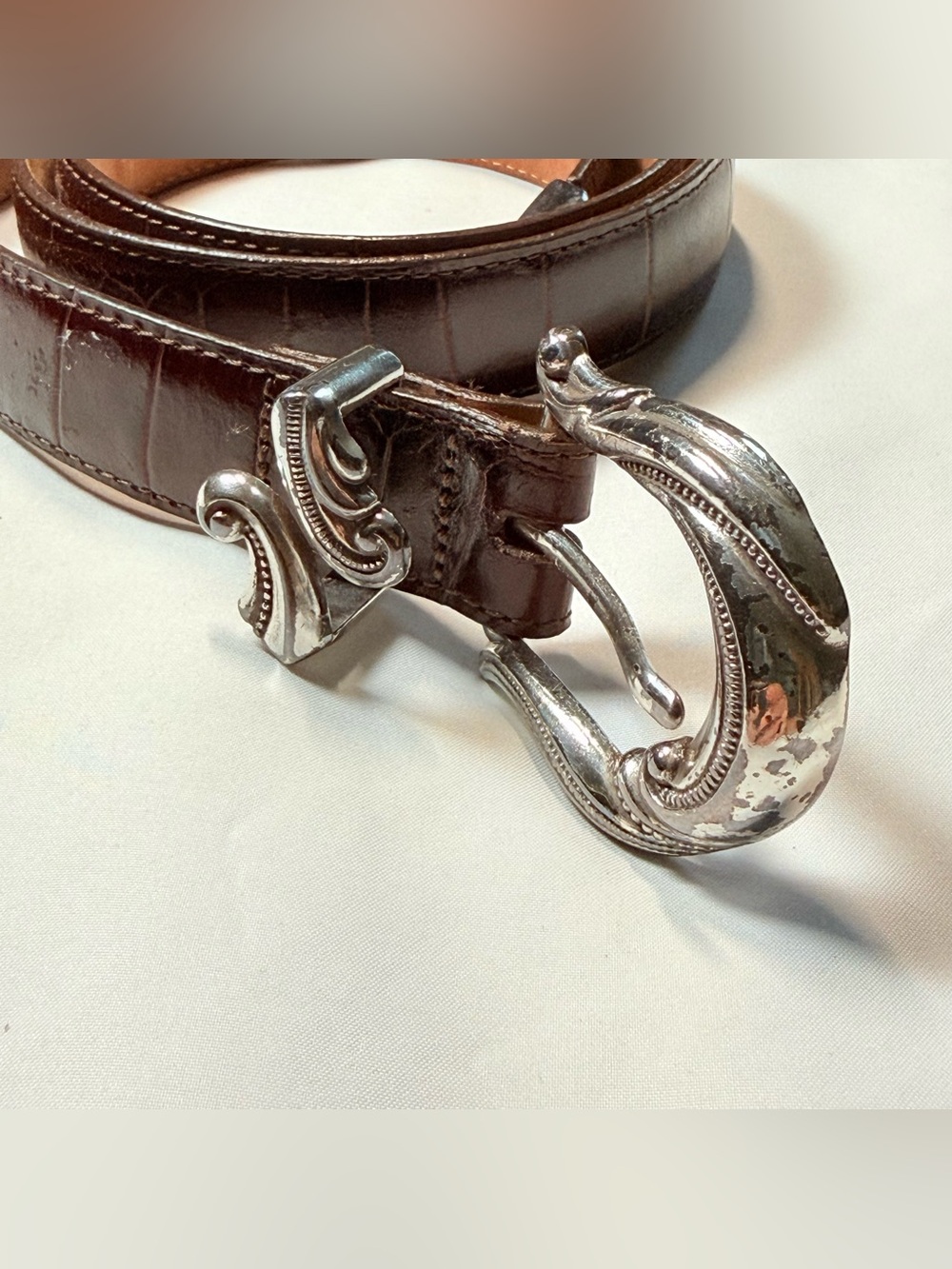 Brighton Croc-Embossed Leather Western Belt – Size XL (Style 24507)